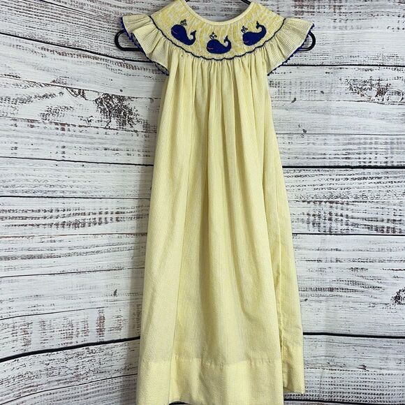 Born to be Sassy Dress girls Sz 7 T embroidered seersucker ruffle sleeve cotton - Picture 2 of 11